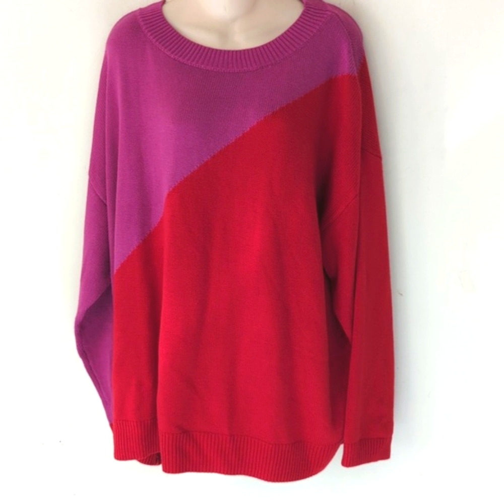 Laurie Felt Viscose Two-Tone Color Block Sweater - image 4